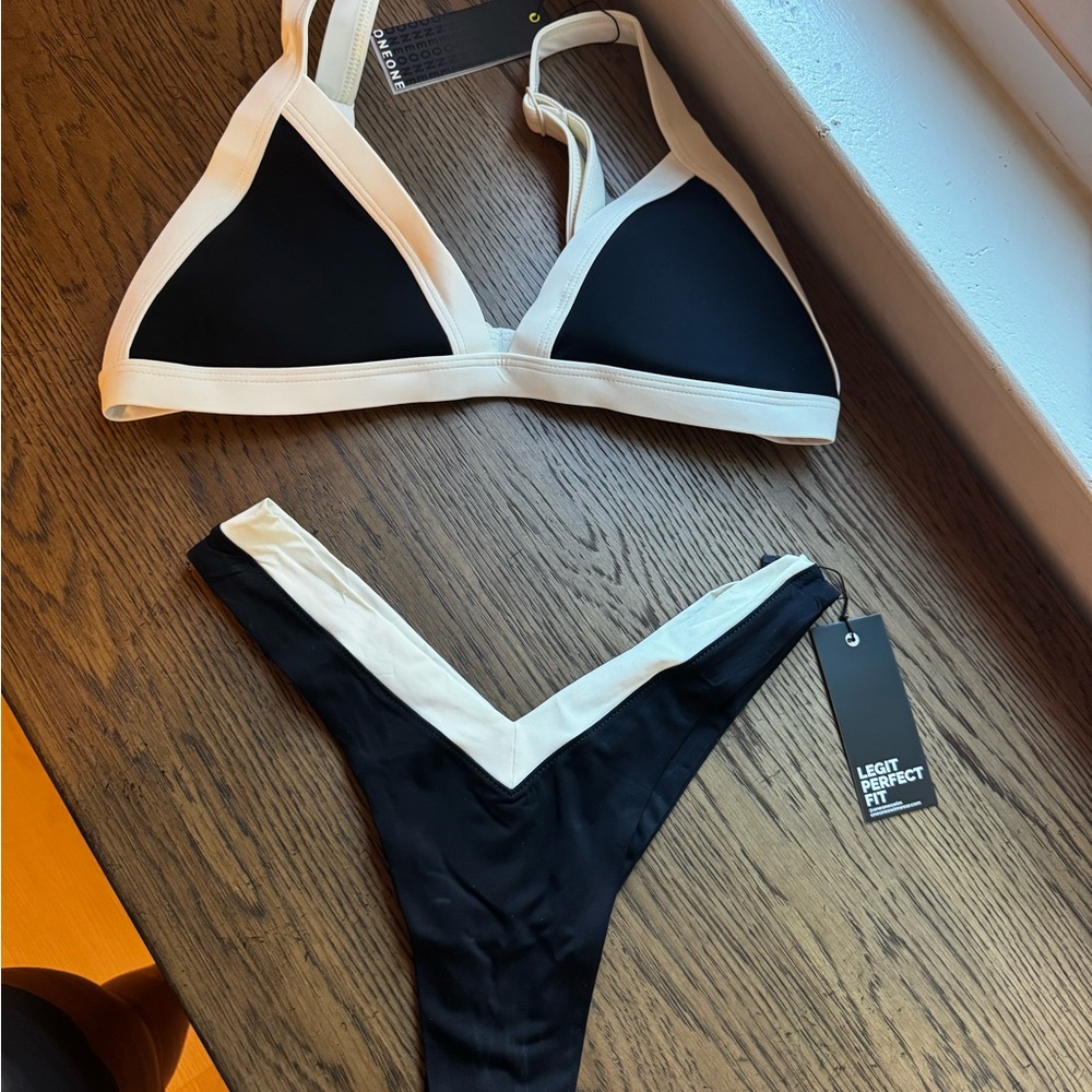 NWT ONEONE Black and White Bikini Set